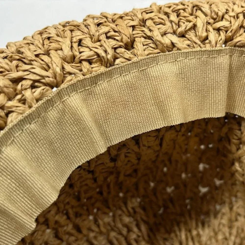 Steve Madden Crocheted Paper Straw Floppy Summer Sun Travel Hat Lightweight - Picture 15 of 15